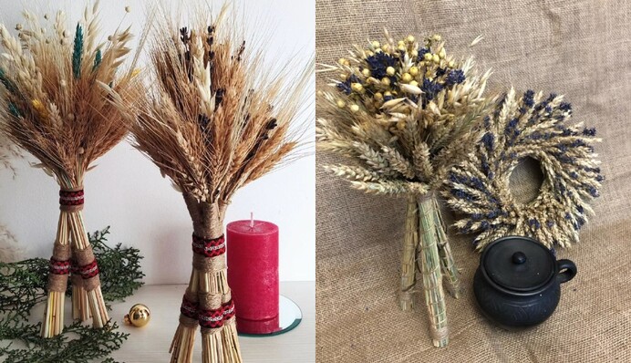 букет, колоски