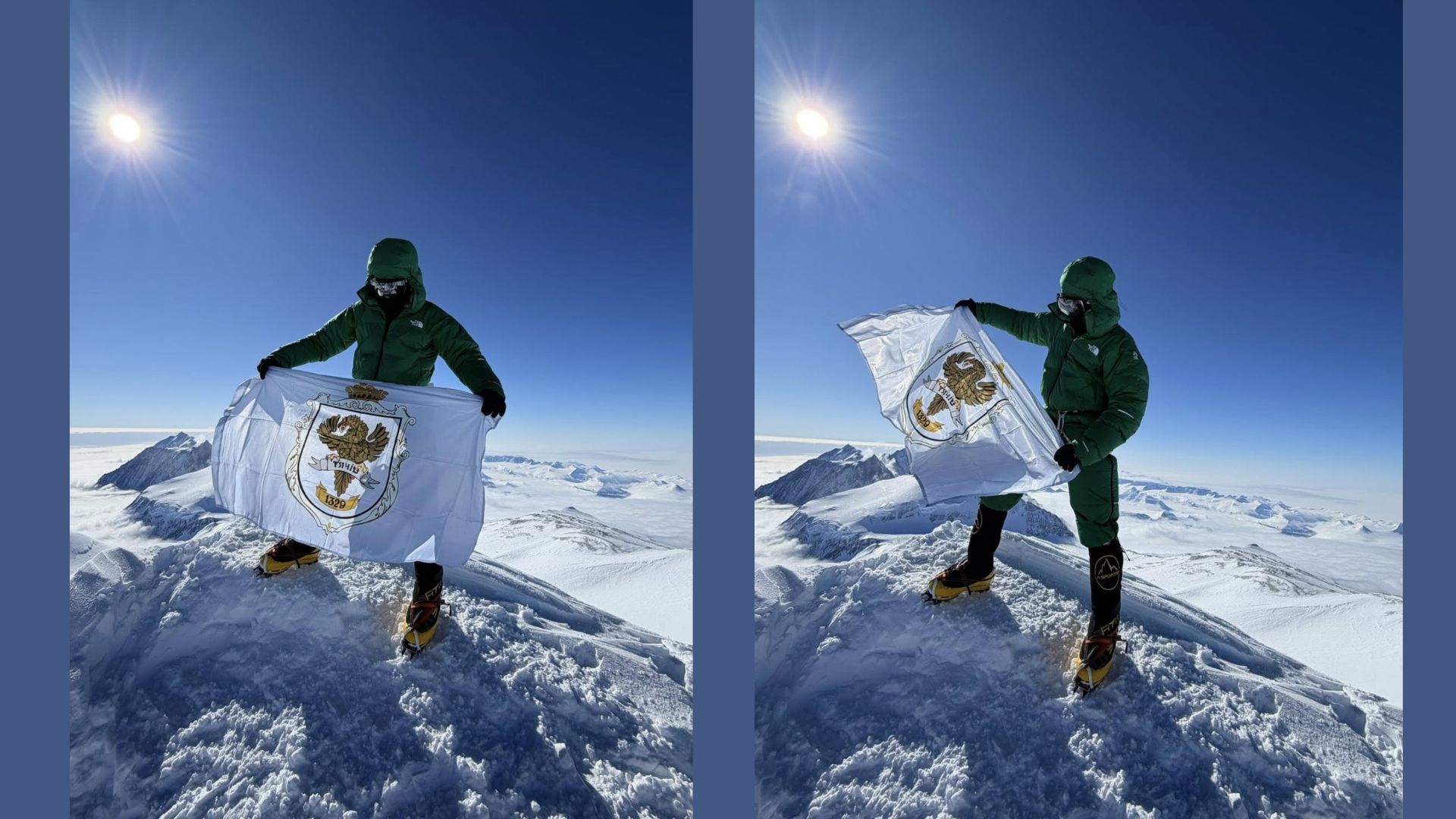 чоловік, сніг, прапор