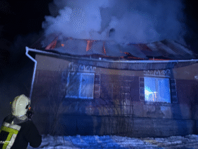 будинок, дим, ніч, пожежник