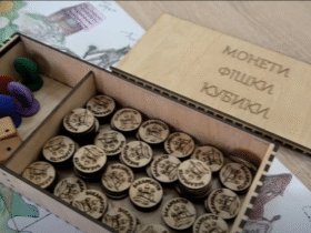 коробка, фішки