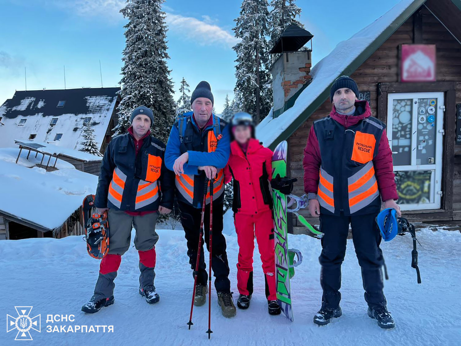 люди, будинки, сніг, дерева