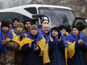 чоловіки, прапори, автобус