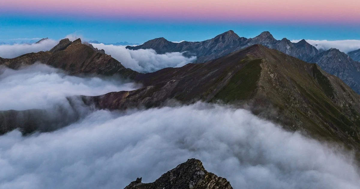 гори, небо, хмари