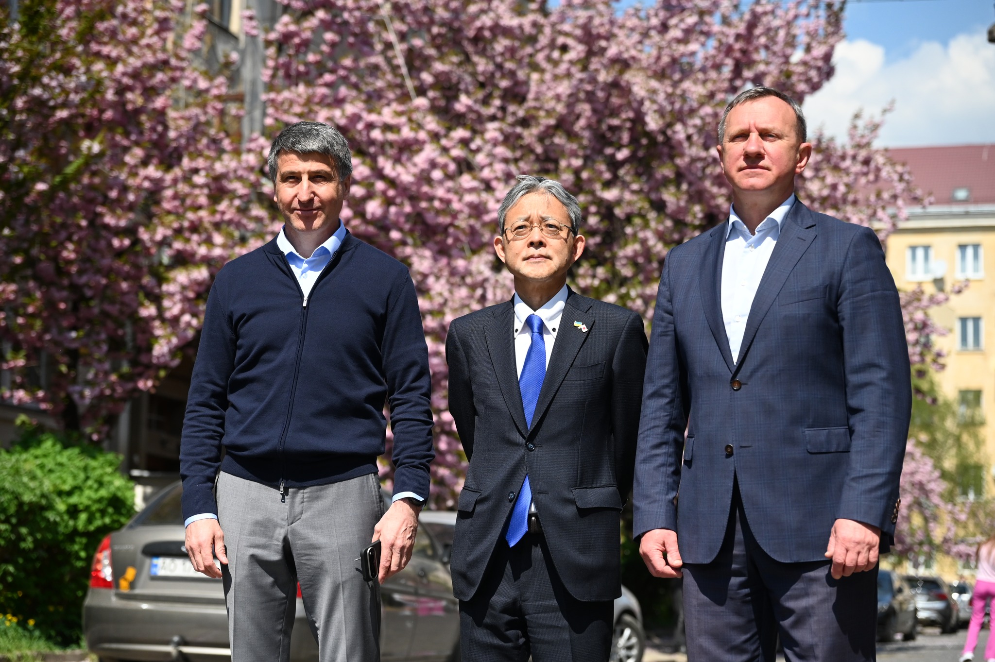 чоловіки, дерево, квіти, будинок