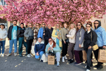 люди, дерева, квіти, вулиця