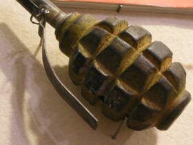 ручною гранатою Ф-1 часів Другої світової війни.