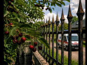 дерева, брама, ягоди, автівка