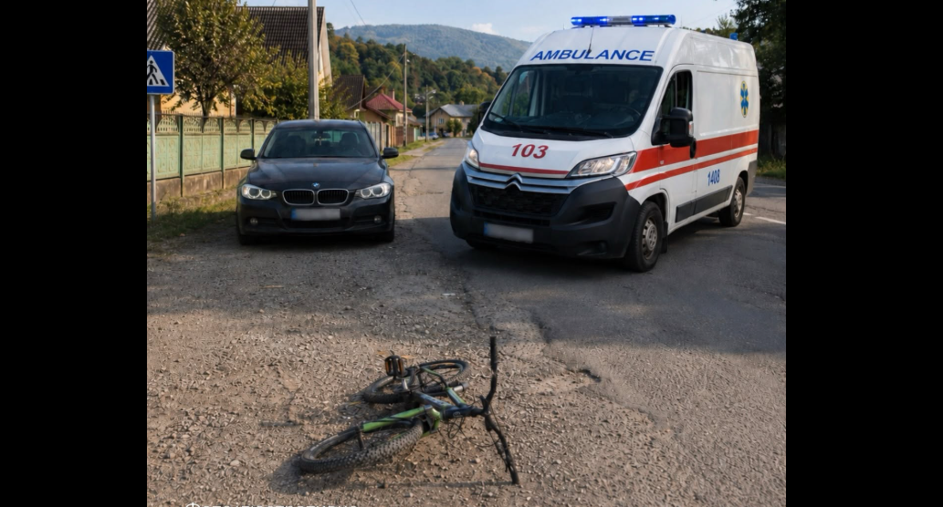 авто, швидка допомога, велосипед, дорога